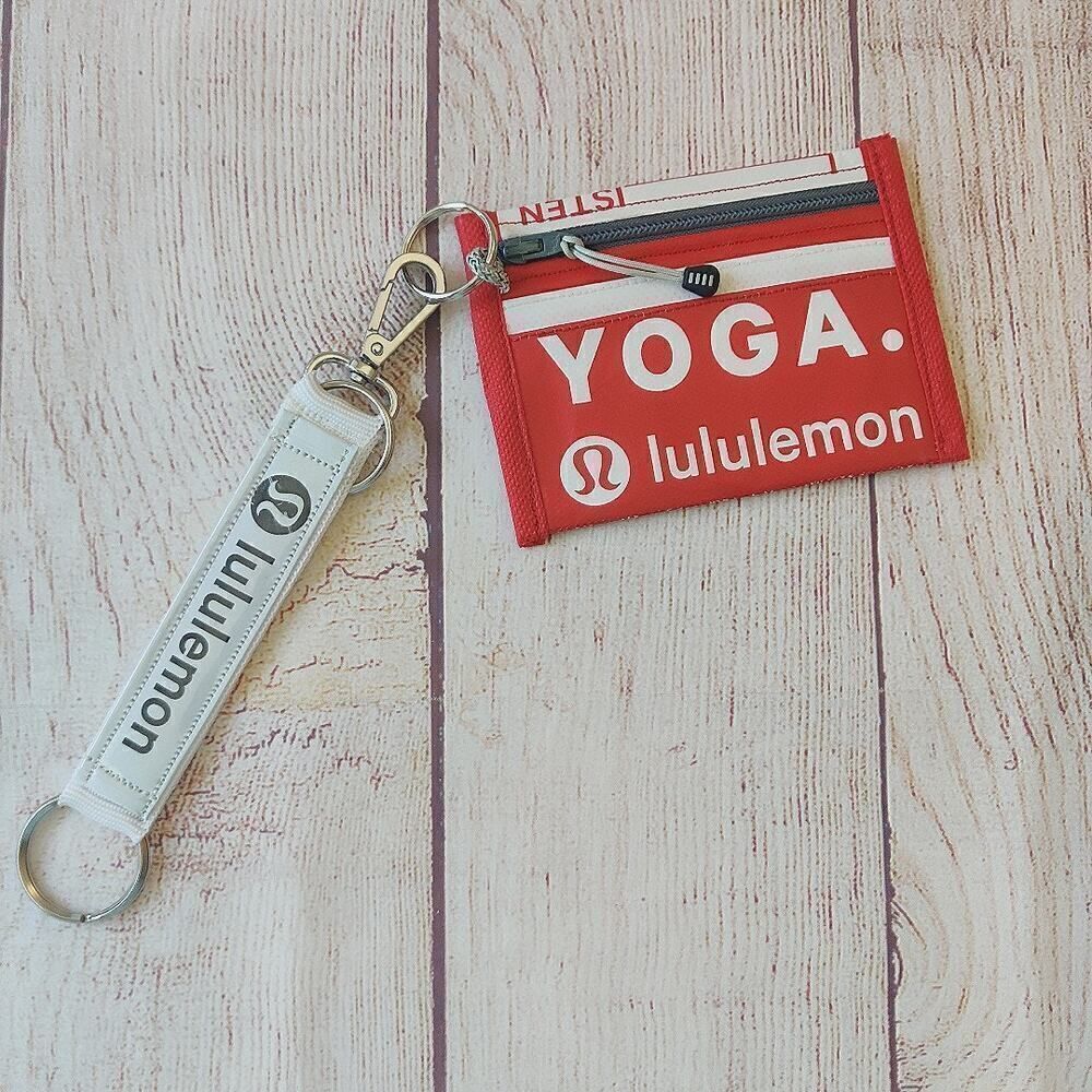 Lululemon Yoga handmade credit card ID coin holder with keychain